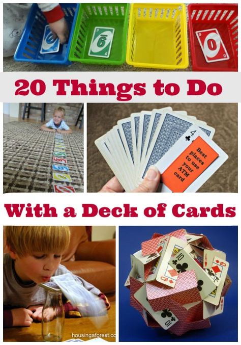 Creative games, crafts and learning challenges that can all be done with a deck of cards! Engineering Crafts, Engineering Challenges, Math Card Games, A Deck Of Cards, Fun Indoor Activities, Fun Card Games, Creative Games, Afterschool Activities, Kids Learning Activities