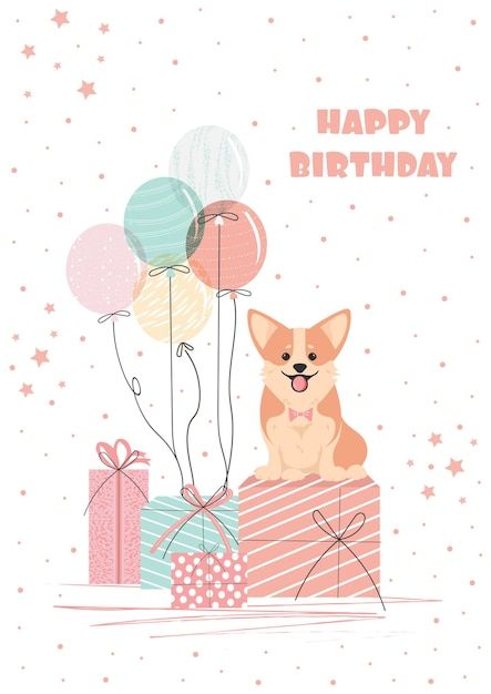 Corgi Birthday Wishes, Corgi Birthday Cards, Birthday Cards With Dogs, Happy Birthday Dogs, Happy Birthday Corgi, Corgi Birthday, Dancing Cartoon, Birthday Corgi, Happy Birthday Animals