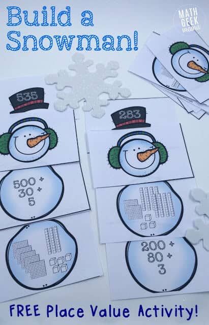 Math Games First Grade, Math Games Kindergarten, Snowman Math, Christmas Math Games, Winter Math Activities, Christmas Math Activities, Place Value Activities, Kindergarten Math Games, Math Geek