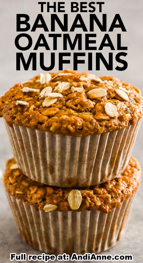 These banana oatmeal muffins recipe are the best healthy breakfast muffin filled with delicious old fashioned rolled oats, sweetened with honey and ripe bananas. The perfect breakfast or snack recipe! Oatmeal Muffins Gluten Free, Banana Muffins No Sugar, Oat Muffins Healthy, Banana Muffin Recipe Healthy, Banana Oat Muffins Healthy, Banana Oatmeal Muffins Healthy, Oatmeal Muffin, Oatmeal Banana Bread, Oatmeal Muffins Healthy