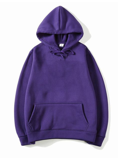 Outdoor Streetwear, Hoodie Purple, Solid Hoodie, Plain Hoodies, Streetwear Essentials, Solid Color Sweater, Color Sweater, High Street Fashion, Winter Fabric