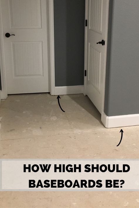 We discuss how high should baseboards be off the floor for carpet or hardwood, depending on if the flooring is installed already or not. Dark Baseboards, Baseboard Height, Tile Baseboard, How To Install Baseboards, Ash Flooring, Baseboard Styles, Floor Molding, Base Moulding, Living Room Tiles