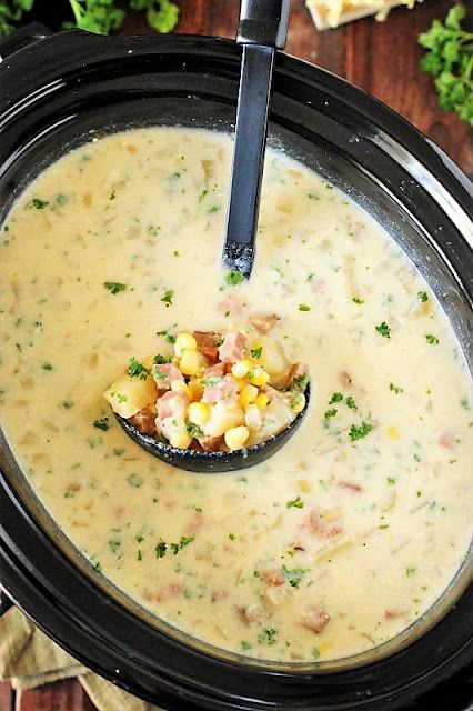 Leftover Ham Ideas, Ham Corn Chowder, Chowder Recipes Crockpot, Ham Chowder Recipe, Corn Chowder With Ham, Creamy Brussels Sprouts, Crockpot Ham And Potatoes, Ham Ideas, Ham Chowder