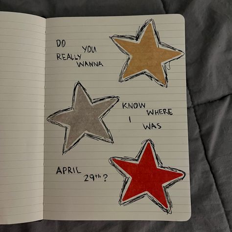 Star Journal Ideas, Taylor Swift Scrapbook Page, Evermore Scrapbook, Folklore Journal Page, Painted Book Covers Diy, Scrapbook Journal Ideas Aesthetic, Journal Drawing Ideas Sketchbooks, Taylor Swift Doodles Lyrics, Evermore Journal