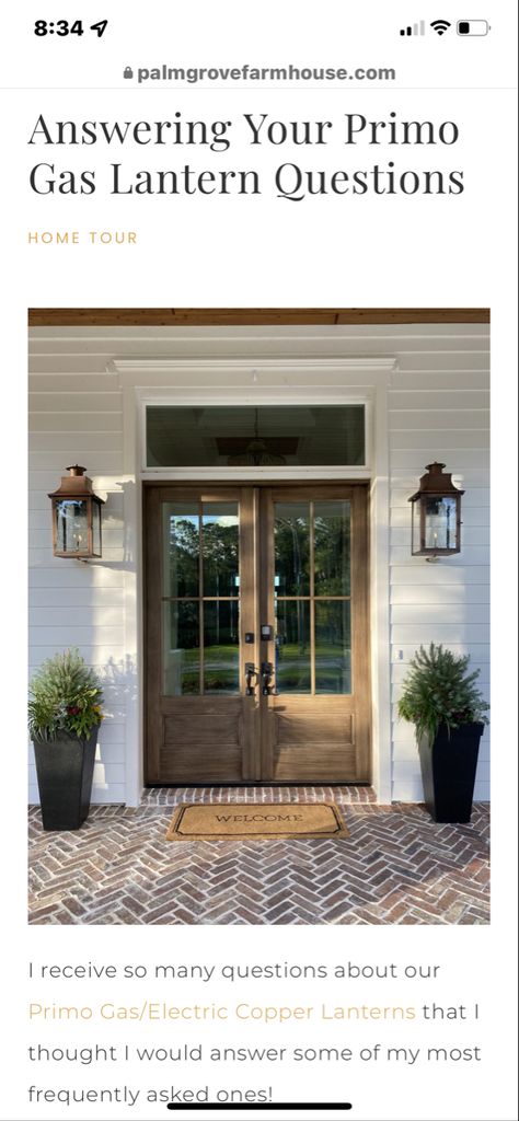 Copper Gas Lanterns Exterior Gas Lantern Lighting, Outdoor Gas Lights Front Porches, Front Door Gas Lanterns, Front Porch Flame Light, House Lanterns Exterior, Front Door Lantern Lights, Copper Gas Lanterns Exterior, Gas Front Porch Lanterns, Gas Porch Lanterns