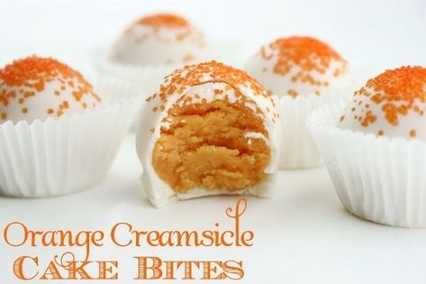 Orange Flavoured Cake, Orange Creamsicle Cake, Cake Pop Flavors, Creamsicle Cake, Cake Pop Recipe, Cake Bites, Cake Truffles, Orange Creamsicle, Orange Cake