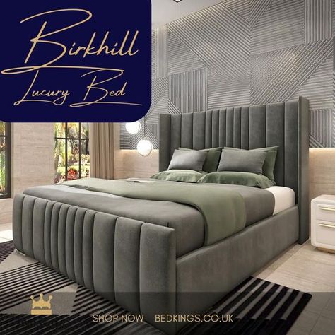 Birkhill Luxury Bed - handmade and customised for you! from just £500 - visit bedkings.co.uk #bed #bedroom #bedframes #bedroomgoals #bedroominspo #bedroomdecor #bedroomdesign #Bedroomfurniture #BedKings #bedkings King Size Bed Designs, Double Bed With Storage, Bed Frame Sizes, Storage Bed Frame, Bed Frame With Drawers, Fabric Bed Frame, Velvet Upholstered Bed, Bed Frame Design, Ottoman Storage Bed