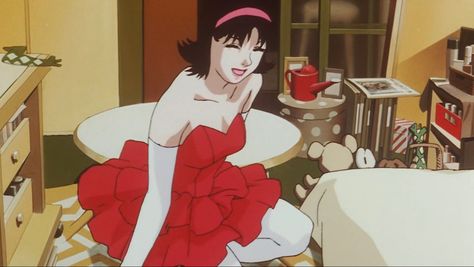 perfect blue, 1997 Perfect Blue Outfit Anime, Perfect Blue 1997, Mima Perfect Blue Red Dress, Perfect Blue Red Dress Anime, Perfect Blue Red Dress, Mima Kirigoe Cosplay, Mima Perfect Blue Cosplay, Perfect Blue Outfit, Perfect Blue Cosplay