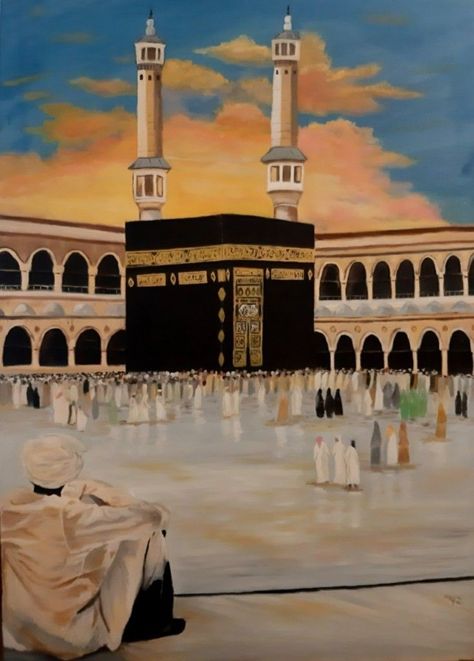 Mekkah Drawings, Makka Painting On Canvas, Drawing Of Kabah, Khana Kaaba Painting, Kabah Painting Canvas, Makkah Madina Painting, Makkah Painting On Canvas, Kaba Painting On Canvas, Khana Kaba Painting On Canvas