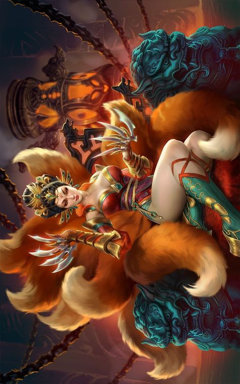 Daji in chinese mythology was originally the semi legendary favorite consort of King Zhou of Shang, the last king of the Shang dynasty in ancient China. In legends and fictions, she is portrayed as a malevolent fox spirit who kills and impersonates the real Daji. Her identification as a fox spirit seems to have originated from at least the Tang dynasty. These accounts have been popularized in works such as the Wu Wang Fa Zhou Pinghua, the Fengshen Yanyi, and the Lieguo Zhi. She is considered... Chinese Fox Spirit, Shang Dynasty, Fox Spirit, Chinese Mythology, Epic Story, Tang Dynasty, Ancient China, Fox, Anime