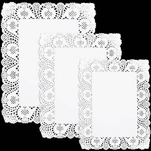 150 Pcs Assorted Sizes Paper Doilies 3 Sizes Rectangle Paper Doilies White Doilies for Food Lace Paper Doilies for Table Wedding Birthday Cakes Desserts Food Decoration, 10.24 x 7.48 Inches Decorative Placemats, Lace Placemats, Wedding Tableware, Cake Packaging, Paper Lace, Paper Doilies, Festive Tables, Lace Doilies, Food Decoration