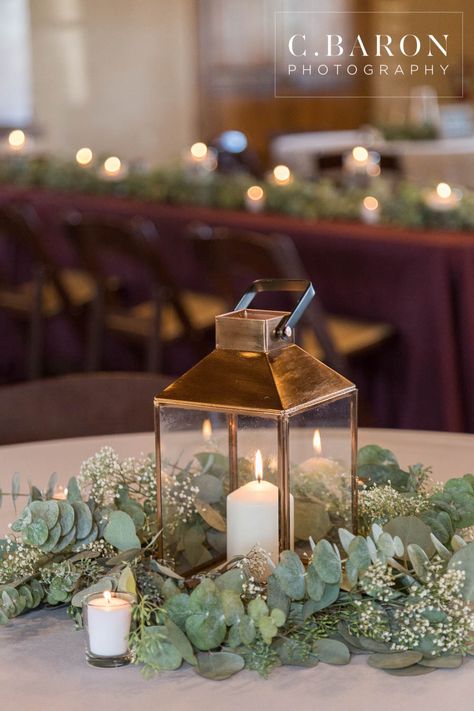 Eucalyptus Centerpiece, Wedding Candles Table, Lantern Decor Wedding, Lantern Centerpiece Wedding, Gold Lanterns, Lantern Centerpieces, Wedding Lanterns, Wedding Reception Venues, Natural Wedding