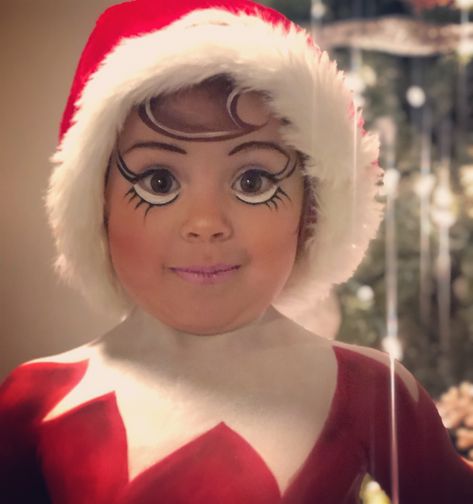 Elf on the shelf face painting Elf Face Painting, Elf On The Shelf Makeup, Elf Makeup Looks Christmas, Elf Face Paint, Gnome Makeup, Elf Makeup Looks, Christmas Elf Makeup, Shelf Makeup, Makeup Shelf