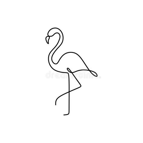 Flamingo one line drawing. Continuous single hand drawn summer symbol. Stylish decorative element. Vector illustration, good for royalty free illustration Easy Flamingo Drawing, Tattoo Flamingo, Drawing Flamingo, Flamingo Drawing, Continuous Line Tattoo, Simple Line Tattoo, Flamingo Tattoo, Vegas Tattoo, Flamingo Illustration