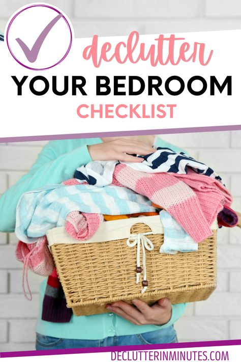 How To Declutter Your Bedroom Checklist, Bedroom Declutter Checklist, Declutter Bedroom Checklist, How To Declutter Your Bedroom, Bedroom Cleaning Checklist, Bedroom Declutter, Bedroom Checklist, Cleaning Hacks Bedroom, Rectangle Bedroom