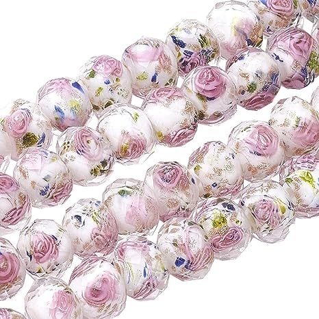 Amazon.com: PH PandaHall 60pcs 8~10mm Rose Lampwork Beads Gold Sand Glass Beads Handmade Flower Glass Beads Round Loose Beads for Rosary Making Jewelry Craft Making with 1.5~2mm Hole - White : Arts, Crafts & Sewing Rosary Making, Sand Glass, Holiday Beading, Lampwork Jewelry, Floral Rosa, Gold Sand, Handmade Lampwork Bead, Craft Making, Jewelry Making Charms