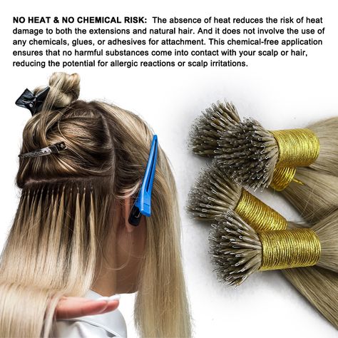 Nano Bead/Nano Link/Nano Ring Hair Extensions Full Cuticle Aligned Double Drawn Pre bonded Nano Tip Virgin Hair Extension Nano Ring Hair Extensions, Hair Ext, Bead Extensions, Wholesale Hair Extensions, Double Drawn Hair, Balayage Color, Ombre Balayage, Hair Life, Natural Hair Color