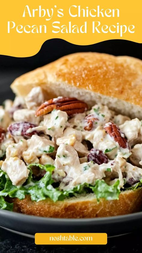 Arby’s Chicken Pecan Salad Recipe – Nosh Table Arby’s Chicken Salad Copycat, Arby’s Chicken Salad Recipe, Chicken Salad With Apples And Pecans, Chicken Salad With Cranberries And Pecan, Apple Chicken Salad Recipe, Arbys Chicken Salad Recipe, Arby's Chicken Salad Recipe, Arbys Chicken Salad, Chicken Pecan Salad