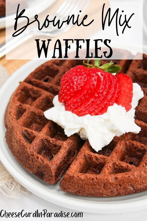 Brownie Mix Waffles, Waffle Iron Brownies, Elevated Breakfast, Brownie Waffles, Brownie Mix Recipes, Cheese Curd, Savory Breakfast Recipes, Waffle Iron Recipes, Waffle Machine