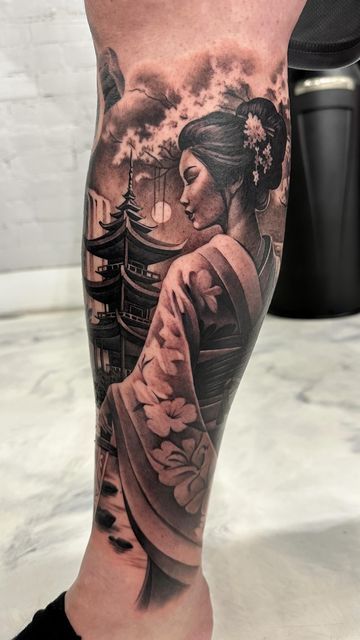 Samurai Woman Tattoo Design, Japanese Lady Tattoo Design, Asian Leg Tattoo, Chinese Leg Sleeve Tattoo, Japanese Tattoo Art Leg Sleeve, Japenses Tatoos Design Sleeves, Women Samurai Tattoo, Japanese Arm Tattoos For Women, Japanese Female Samurai Tattoo