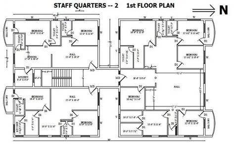 Staff house Staff House Floor Plan, Staff Quarters Floor Plan, Staff Quarters, Hill Villa, Autocad Drawing, House Floor, Furniture Layout, House Floor Plans, Autocad