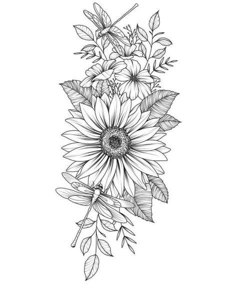 Tattoo Shoulder, Shape Tattoo, Disney Tattoo, Sunflower Tattoos, Floral Tattoo Design, Shoulder Tattoos For Women, Dragonfly Tattoo, Sunflower Tattoo Design, Sunflower Tattoo