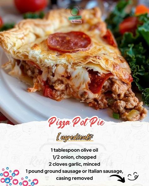 Hearty Pizza Casserole Pie, Pizza Pie Recipe, Pizza Pot Pie, Calzone Pizza, Main Entrees, Pizza Casserole, Pizza Recipes Homemade, Pizza Pie, Pizza Toppings