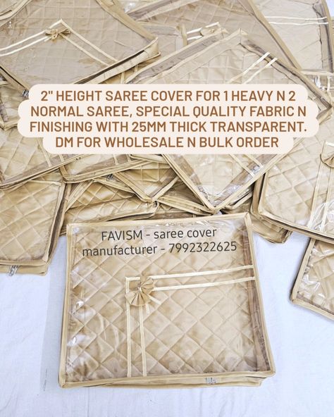 2" saree cover special quality for 1 heavy and 2 normal saree, you can organise your wardrobe and keep your costly saree and other clothes in this saree cover also best products for wedding n gifting, excellent quality products and finishing. We are manufacturer and dealer of all types of saree cover, garments cover, makeup kits, cosmetic pouch, bags n accessories, and new born baby clothing n accessories Follow us on Instagram - https://www.instagram.com/saree_cover_/ What's app us on - 7... Normal Saree, Types Of Saree, Organise Your Wardrobe, Saree Cover, Makeup Kits, Pouch Bags, Garment Cover, New Born Baby, Can Organizer