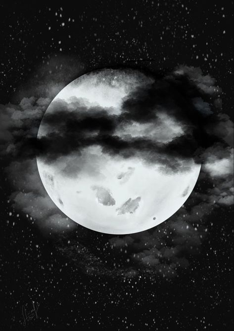 Night Sky Sketch Drawings, Moon And Clouds Tattoo Design, Cloud With Moon Tattoo, Full Moon With Clouds Tattoo, Full Moon And Clouds Tattoo, Moon Sketch Ideas, Moon Clouds Drawing, Moon Night Tattoo, Moon Sky Tattoo