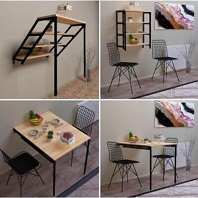 Foldable Murphy Table Wall Mounted Dining Kitchen Table Converts to Wall Shelf  | eBay Wall Mounted Dining, Folding Table Wall, Wall Mounted Dining Table, Folding Kitchen Table, Murphy Table, Smart Table, Space Saving Desk, Folding Dining Table, Table Wall