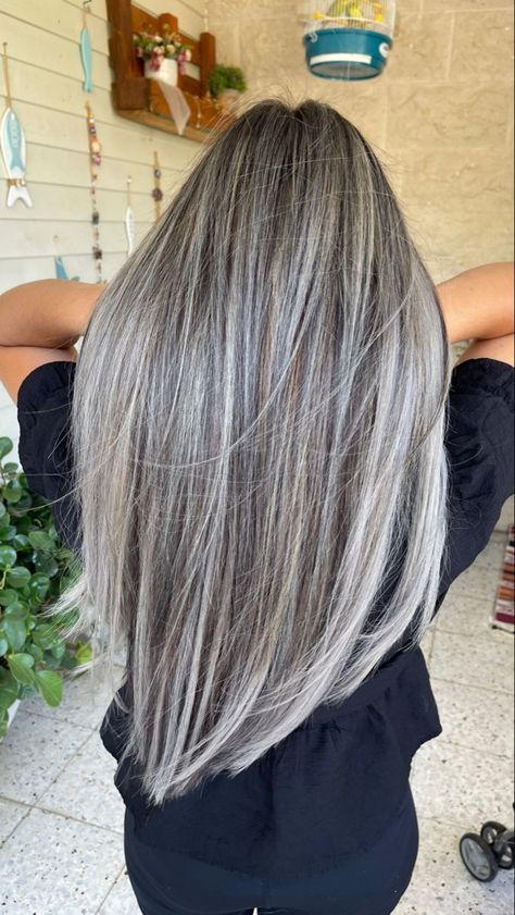 Long Silver White Hair, Hair Color Women In 40's, Silver Highlights On Light Brown Hair, Ash Blonde Grey Hair, Blending Grey Hair With Blonde, Brown Hair Platinum Highlights, Low Lights For Grey Hair Over 50, Light Brown Hair With Silver Highlights, Blonde Grey Highlights