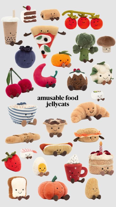 Jellycat amusable food Cute Christmas Ideas, 17th Birthday Gifts, Homemade Cookbook, Jellycat Stuffed Animals, 17th Birthday, Birthday Wishlist, Christmas Wishlist, Secret Santa, Creative Gifts