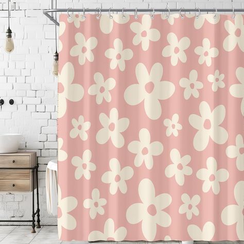 PRICES MAY VARY. 【Unique Design】This retro shower curtain with a combination of pink 70s floral uses advanced HD printing technology and good light transmittance, this shower curtain is colorful without looking too bright in color, featuring, a clear image, and a unique pattern design that can add highlights to the bathroom and provide you a relaxed and private space while showering, beautiful funky abstract aesthetic decor. It will be the good bathroom gift for your family and friends. 【Premium