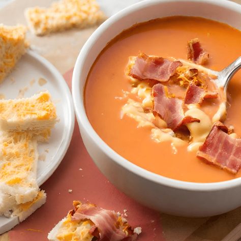 22+ Ways to Jazz Up Canned Tomato Soup – Low Dough Family Jazz Up Tomato Soup, Spice Up Canned Tomato Soup, Recipes With Tomato Soup Can, Leftover Tomato Soup Recipes, Tomato Soup Add Ins, Canned Tomato Soup Upgrade, Homade Tomato Soup, Leftover Tomato Soup, Curried Tomato Soup