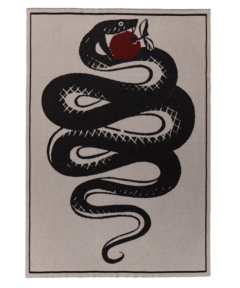 Serpent’s Apple Throw Blanket :: Obsolete Eve Tattoo, Apple Tattoo, Tiger Rug, Snake Art, Graphic Ideas, Cashmere Blanket, Vintage Jewelry Art, Scandinavian Folk Art, Bear Face