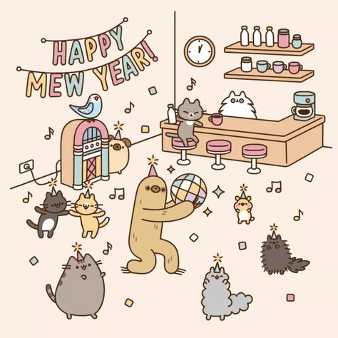 #Pusheen | Happy New Year. #GIF #cartoon Pusheen Family, Kawaii New Year, Pusheen Gif, Cat New Year, Pusheen Stormy, Pusheen Love, Pusheen Cute, Year Wallpaper, Pusheen The Cat