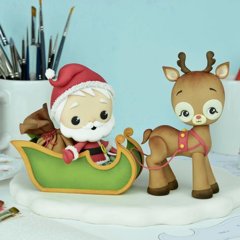 Santa Claus and Rudolph  - http://cakesdecor.com/cakes/320397-santa-claus-and-rudolph Polymer Figures, Santa And His Sleigh, Santa And Rudolph, Winter Cakes, Santa With Reindeer, Reindeer Cakes, Prepare For Christmas, Santa Cake, Fondant Figures Tutorial