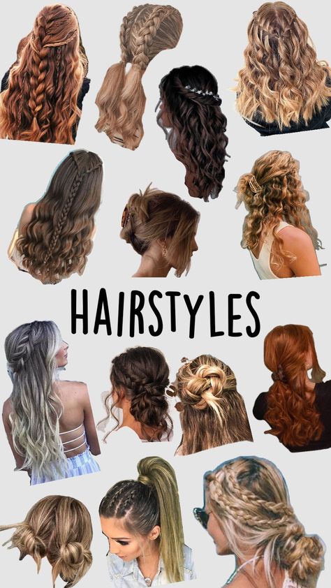 #cutehairstyles #hairstyles #Ifollowback Chloe Hairstyles, Hairstyles Collage, Preppy Hairstyles, Hairstyle Examples, Softball Hairstyles, Easy Hairstyles For Thick Hair, Hair Inspiration Long, Brown Hair Inspo, School Hair