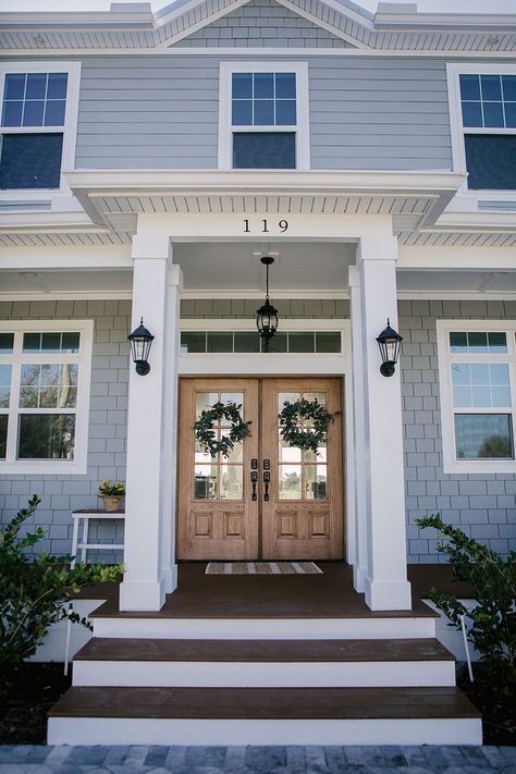 Exterior Double Doors Entryway, Double Door Entryway Exterior, Coastal Farmhouse Exterior, Aluminium French Doors, Upvc French Doors, Double Front Entry Doors, Victorian Front Doors, Double Door Entryway, Double Doors Exterior