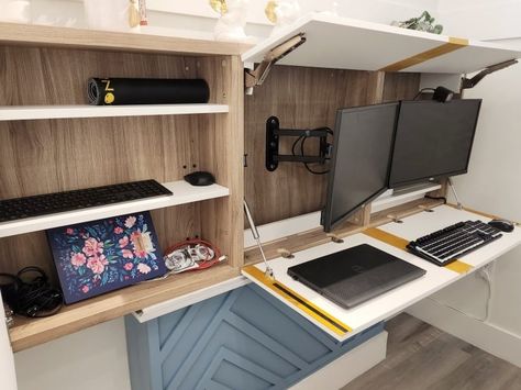 Make an awesome Murphy Desk with IKEA BESTÅ - IKEA Hackers Hide Desk, Ikea Besta Cabinet, Ikea Best, Work From Home Setup, Murphy Desk, Hidden Desk, Home Setup, Desk Solutions, Ikea Desk