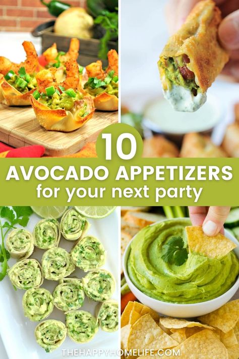 This list of avocado appetizer recipes will help you impress your family and friends next time you throw a party. These easy appetizers are also perfect to enjoy on game day! Appetizer With Avocado, Avocado Bites Appetizers, Avocado Appetizers For Party, Guacamole Appetizer Ideas, Avocado Appetizer Recipes, Green Appetizers Appetizer Ideas, Green Appetizers, Avocado Appetizers, Cookout Appetizers