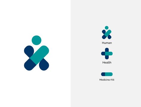 Medcal/ Medicine Iconic Logo Design Concept by Ferdous Hasan Medical Graphic Design Inspiration, Nursing Home Logo Design, Medical Company Logo, Medicine Logo Design, Healthcare Logo Design, Medical Logos Inspiration, Logo Hospital, X Logo Design, Health Logo Design