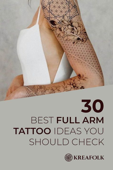 Explore the captivating world of full arm tattoos! Dive into design insights, expert tips, and the stories behind the ink. Your ultimate guide awaits! Bohemian Sleeve Tattoo For Women, Fine Line Arm Tattoo Sleeve, Tattoo Fillers For Women Full Sleeves, Unique Quarter Sleeve Tattoos For Women, Fine Line Arm Sleeve, Top Of Forearm Tattoo For Women, Mandala Tattoo Design Women Arm, Arm Tatoos Woman, Fore Arm Tattoos Women