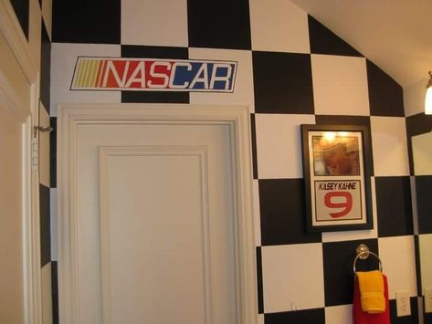 Race Car Bathroom Ideas, Racing Nursery, Nascar Room, Tractor Room, Boy Room Themes, Car Themed Bedrooms, Car Room, Car Diy, Cars Room