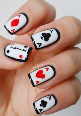 Curinga nails! Vegas Nails, Crazy Nails, Casino Royale, Fabulous Nails, Unique Nails, Cute Nail Designs, Cool Nail Designs, Nail Art Inspiration, Types Of Nails