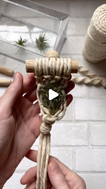 Mini Macrame Tutorial, Mini Plant Hanger Macrame, Mini Macrame Plant Hanger, Macrame Gifts, Mini Macrame, Mini Plants, Braid Tutorial, February 9, Macrame Tutorial