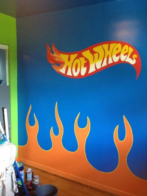 Hot Wheel Bedrooms, Hot Wheels Painting Ideas, Hotwheel Bedroom Ideas, Hot Wheel Theme Bedroom, Hotwheels Room Bedrooms, Hotwheel Bedroom, Hotwheels Bedroom Ideas For Boys, Hot Wheels Room Ideas For Boys, Hotwheels Room Ideas