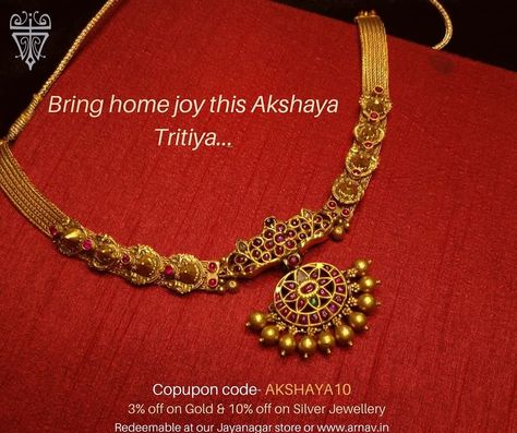 Abhivruddhi Nimadaagali. May Prosperity be yours. This Akshaya Tritiya, Arnav jewellery brings you something very special. Avail of a flat… Akshaya Tritiya, Shopping Jewelry, Minimal Jewellery, Antique Gold Jewelry Indian, Traditional Jewellery, Antique Gold Jewelry, Temple Design, India Jewelry, Gold Jewelry Indian