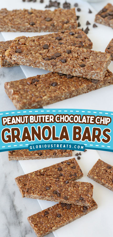 These Peanut Butter Chocolate Chip Granola Bars are the perfect easy Spring treats to impress everyone! This granola recipe is also a great addition to your summer snack ideas! Save this pin! Chocolate Peanut Butter Granola, Peanut Butter Pretzel Bars, Easy Summer Snacks, Peanut Butter Granola Bars, Homemade Cereal, Pretzel Bars, Chocolate Chip Granola Bars, Keto Granola, Dairy Free Treats