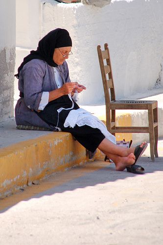 karpathos, greece Ancient Greece Aesthetic Women, Woman Crocheting, Greek People Woman, Old Greece Clothes, Greece People Woman, Karpathos Greece, Greek People, Greek Village, Dodecanese Islands